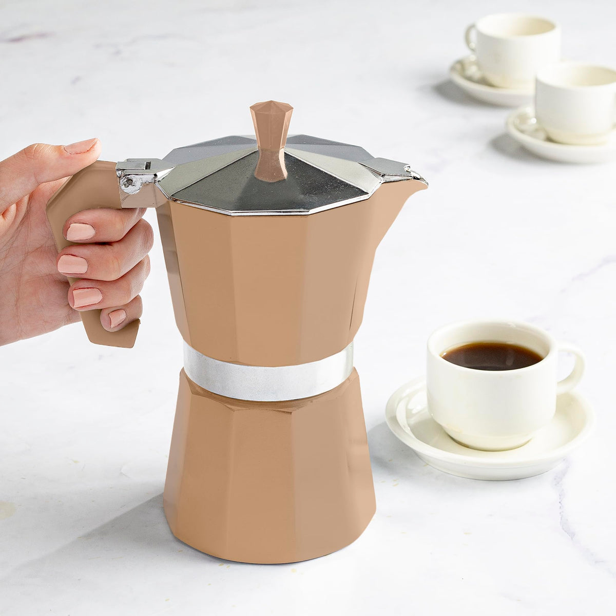 Primula Classic Stovetop Espresso and Coffee Maker, Moka Pot for Italian and Cuban Café Brewing, Greca Coffee Maker, Cafeteras, 9 Espresso Cups, Silver