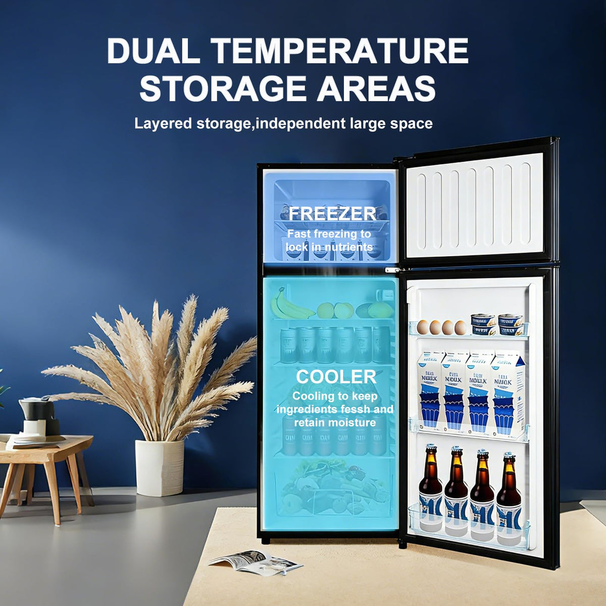 Mini Fridge with Freezer, 3.2 cuft Small Refrigerator, Compact Refrigerator