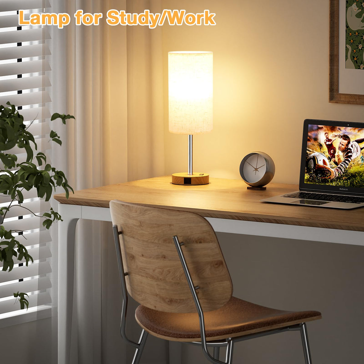 Dicoool Bedside Table Lamp for Bedroom - 3-Way Dimmable Touch Lamp, USB A+C
