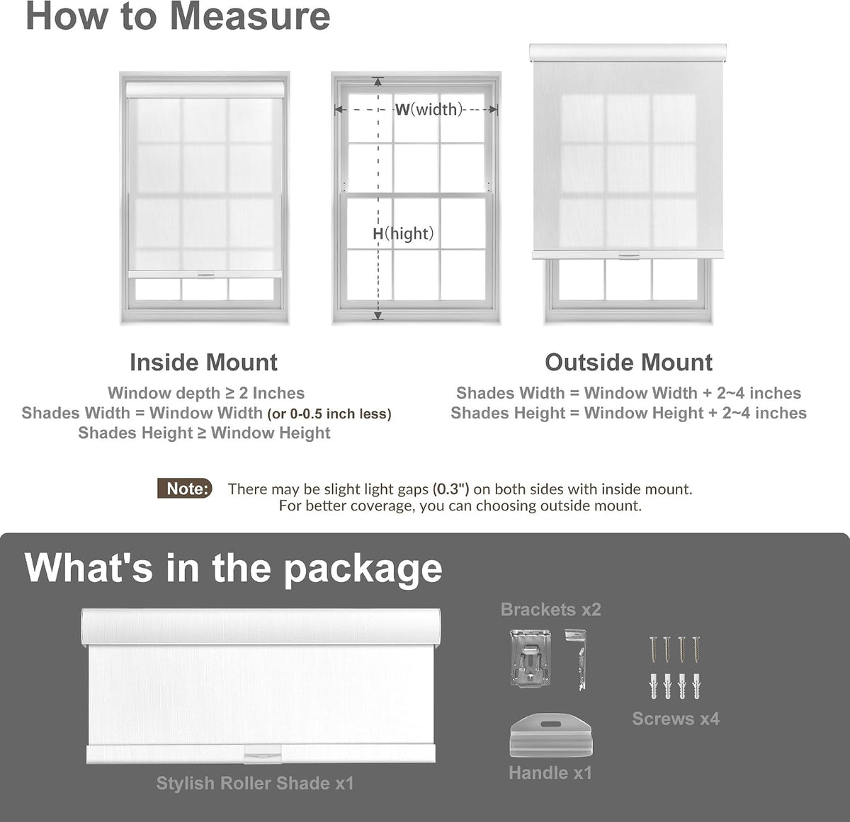 Boolegon Blackout Roller Shades for Windows, Beige, Custom Size