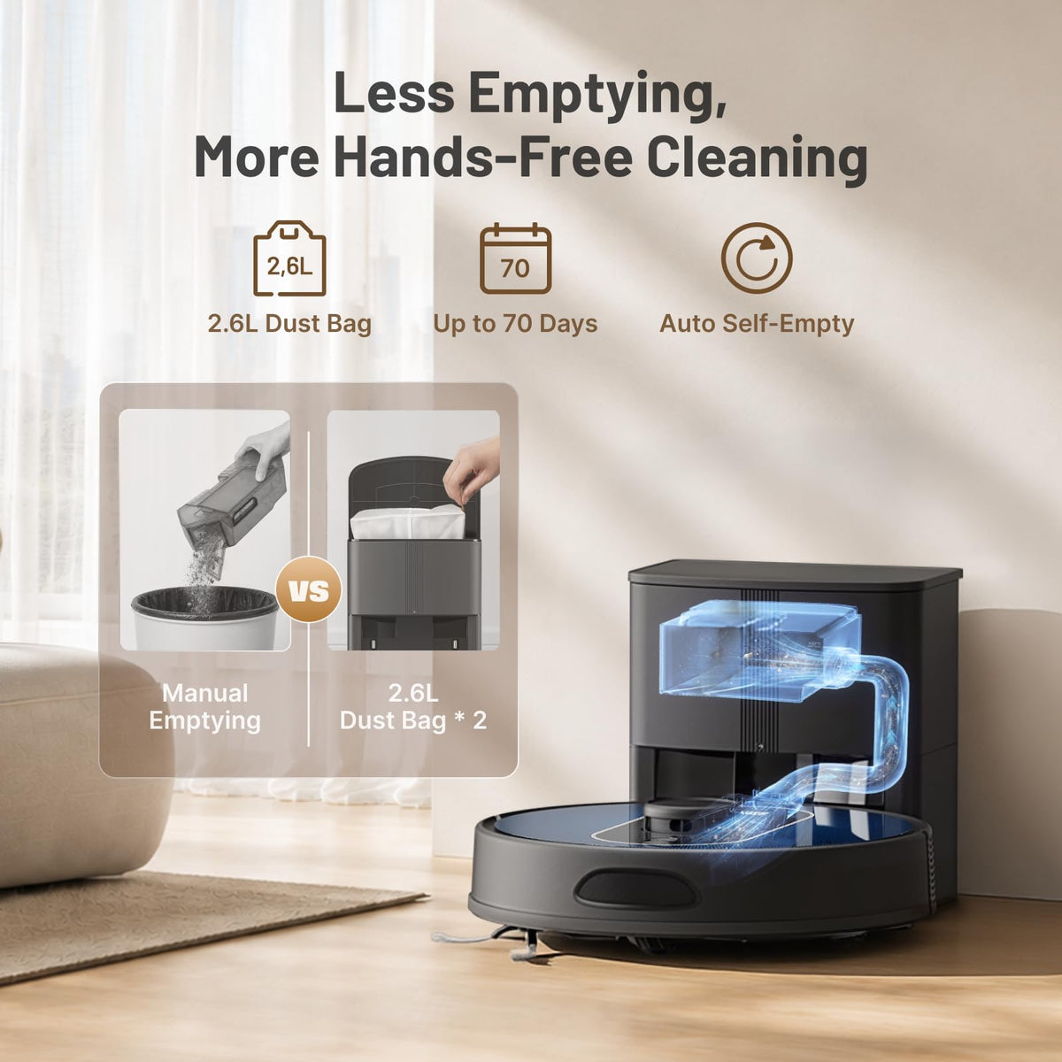 Robot Vacuum and Mop Combo, 8000Pa, Self-Emptying