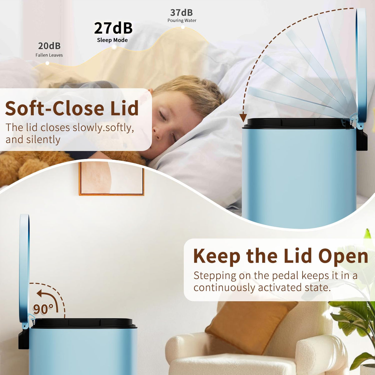 PayLessHere | 13G Trash Can with Lid | Steel | Removable Inner Bucket