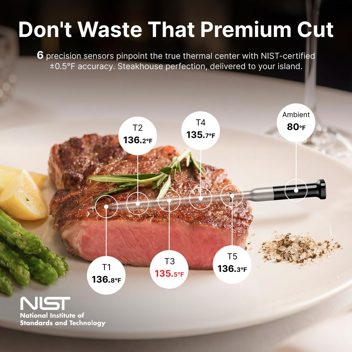 Typhur Sync Gold Wireless WiFi Meat Thermometer, 2 Slim Probes, Smart Base