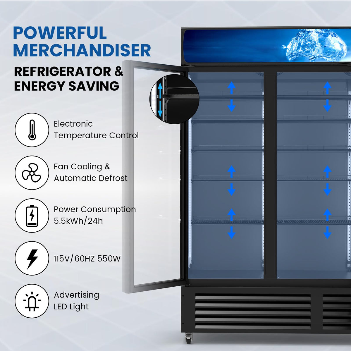 Commercial Refrigerators, 14.8 Cu.Ft Beverage Fridge with Glass Door