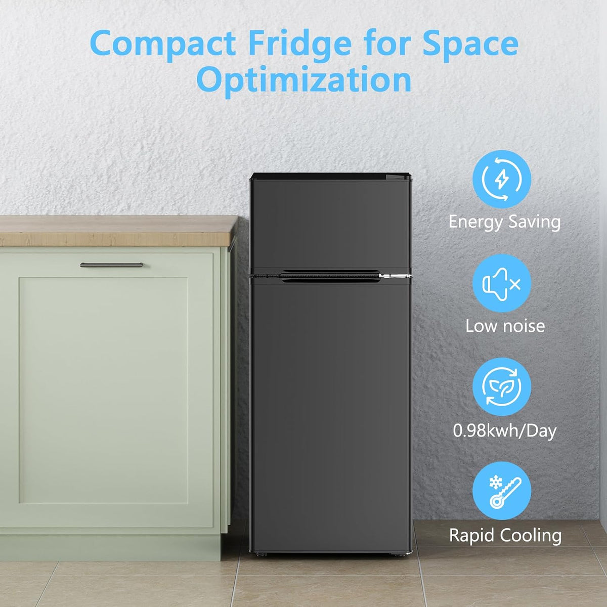 COWSAR 4.5 Cu.Ft Mini Fridge With Freezer for Bedroom Office, Black