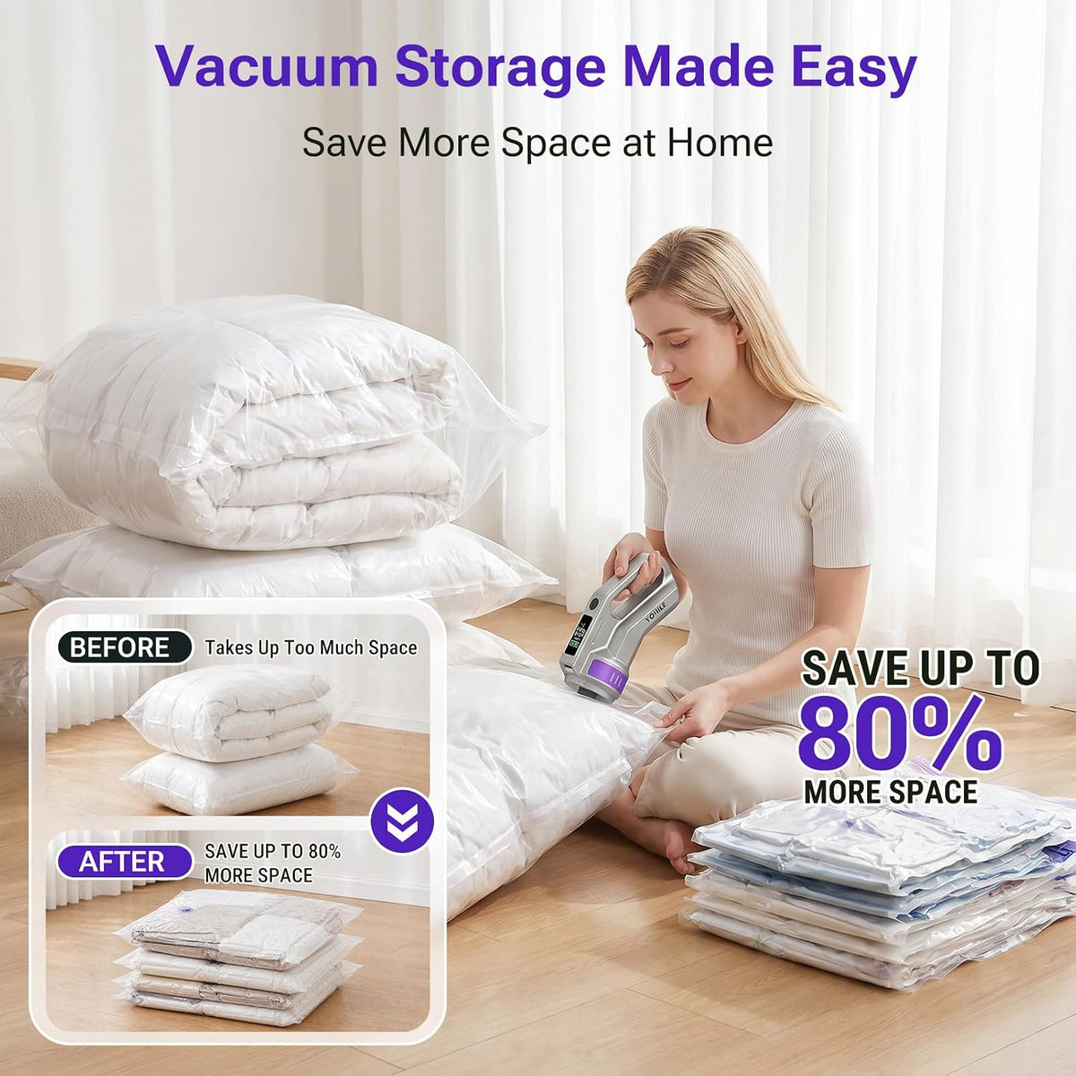 Yomile Mini Car Vacuum & Air Duster, 35000PA Brushless Handheld Vacuum