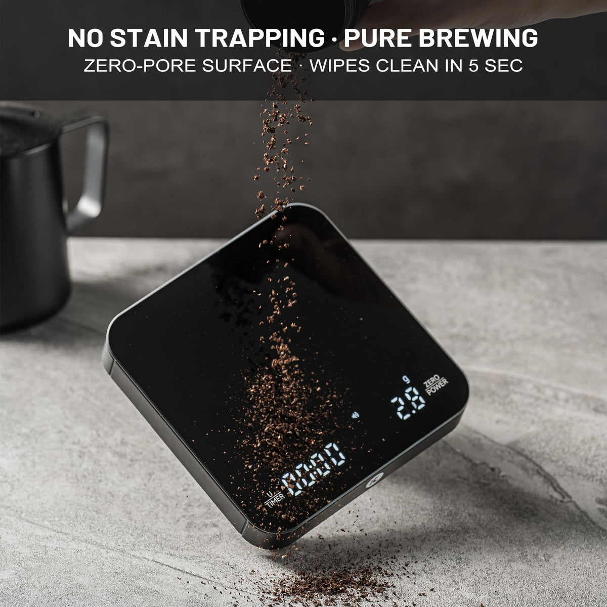 KitchenTour Coffee Scale with Timer, Small Espresso Scale 0.1g/2kg, Wood