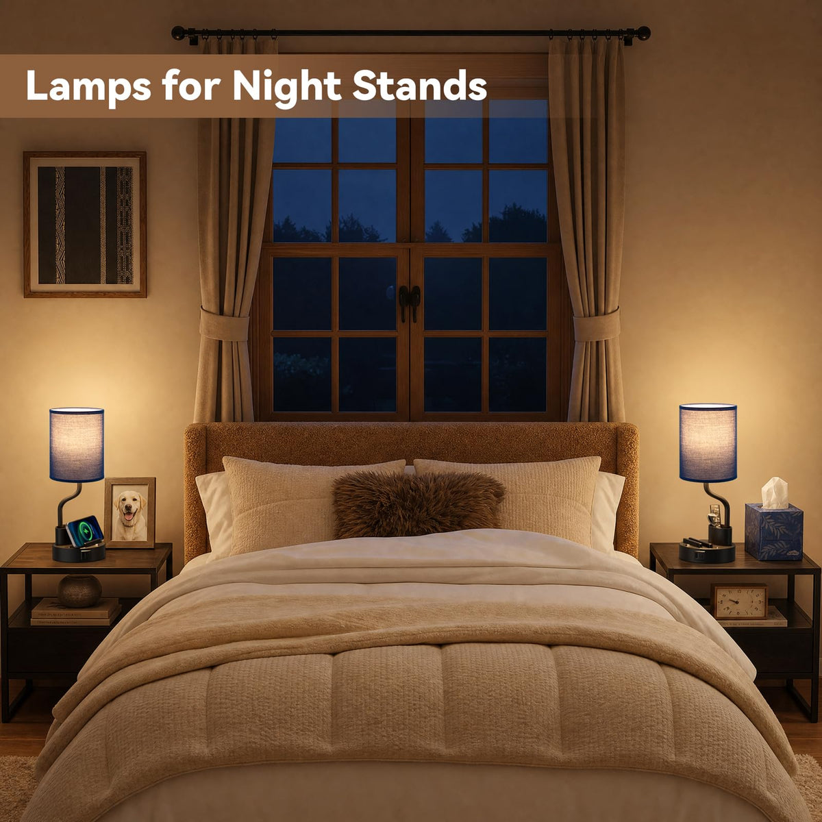 Fenmzee Bedside Lamps for Bedroom Set of 2 - Table Desk Lamp for Nightstand