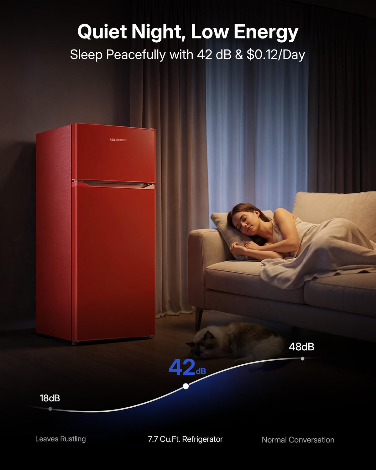 Upstreman 7.7 Cu.Ft. Refrigerator with Freezer Double Door Fridge