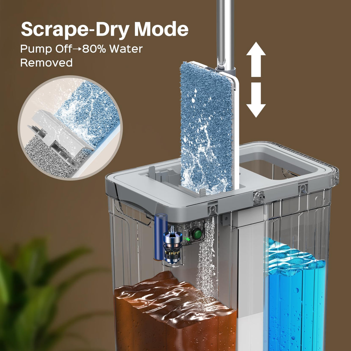 Mop and Bucket Set, Flat Mop and Bucket System for Floor Cleaning