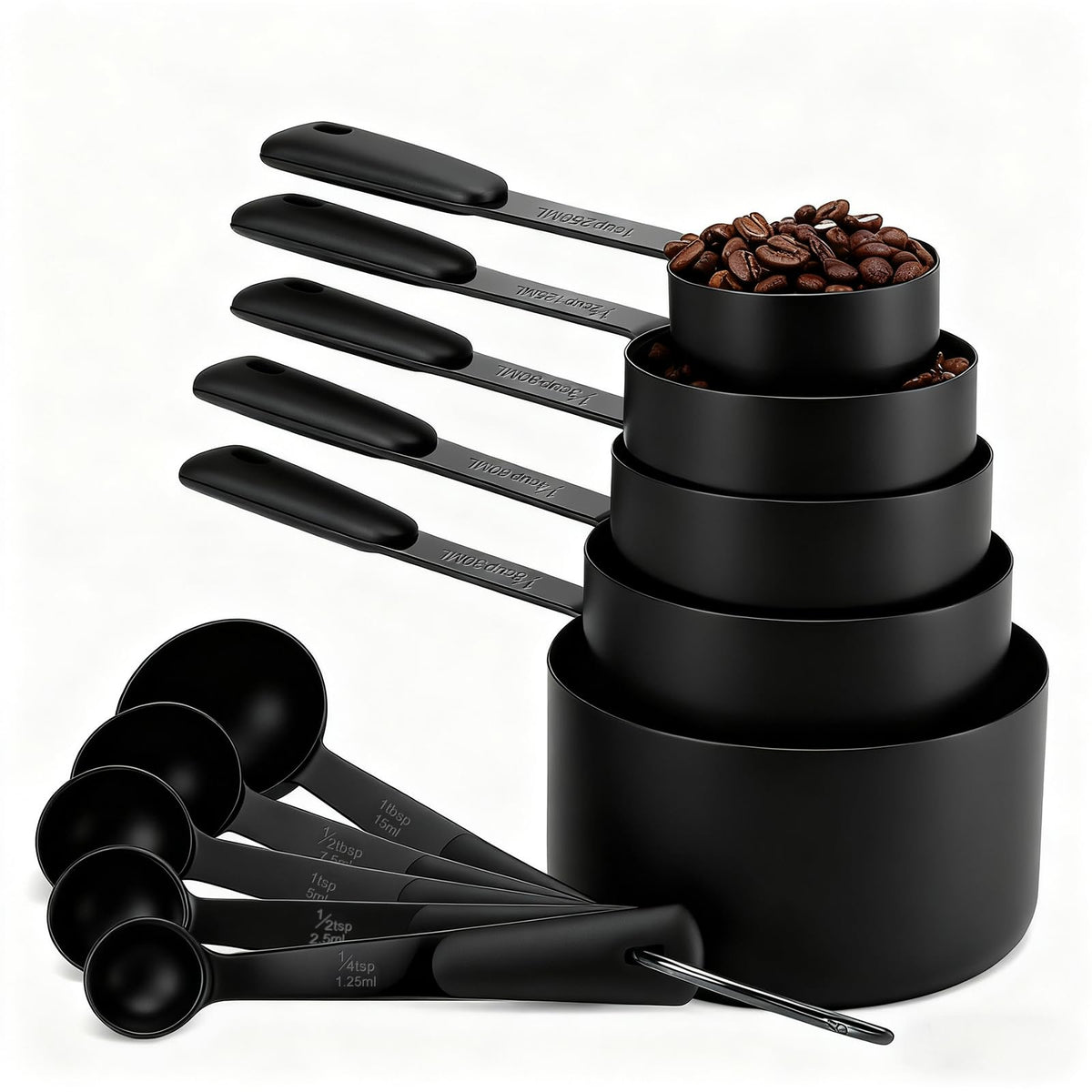 10-Pcs Stainless Steel Measuring Cups & Spoons Set, Colorful Handles