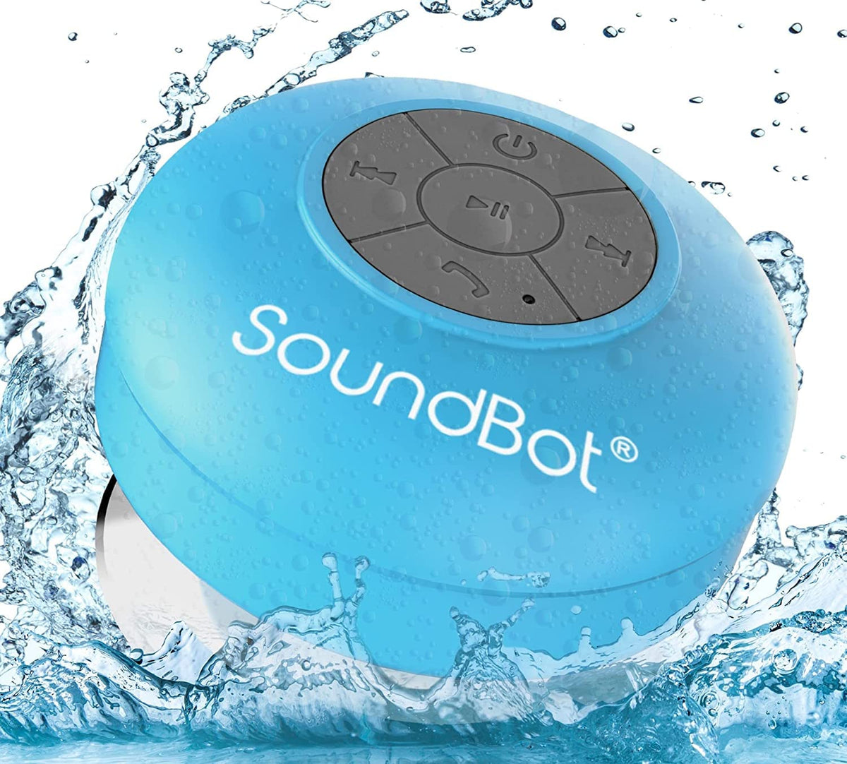 Soundbot® Waterproof Shower Speaker HD Water Resistant Bluetooth Handsfree Portable with Loud Clear Sounds 6+hrs of Playtime, Wireless Suction Cup Small Durable for Outdoors Travel Home SB510 (Black)