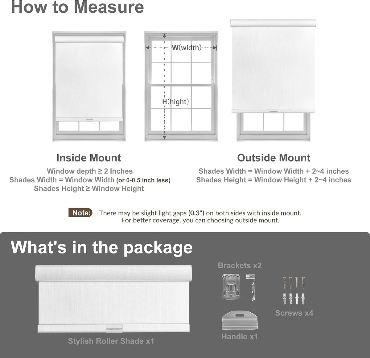 Boolegon Blackout Roller Shades for Windows, Beige, Custom Size