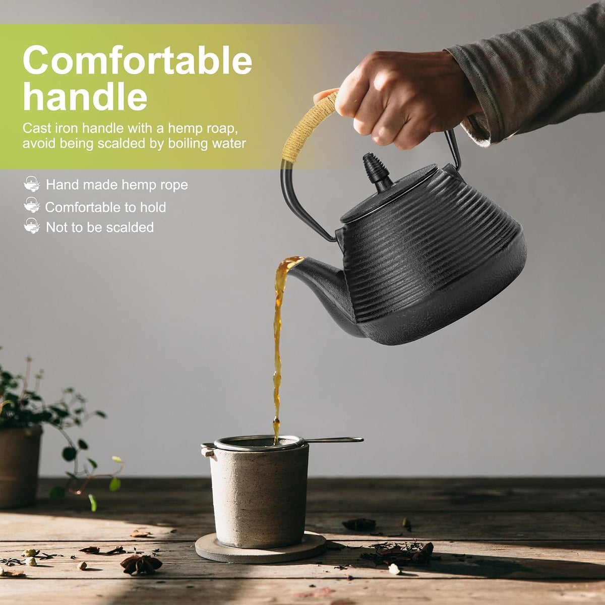 Japanese Tetsubin Tea Kettle Cast Iron Teapot with Stainless Steel Infuser 30 oz/900 ml