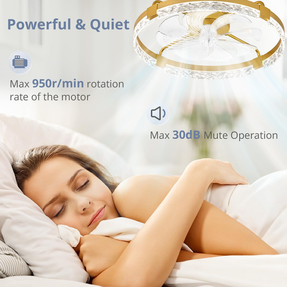 LEDIARY 20" Modern Ceiling Fans with Lights and Remote, White Fandelier