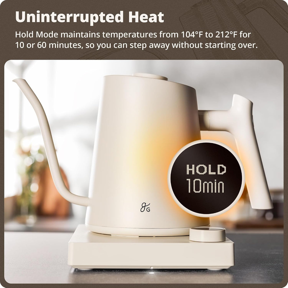 Greater Goods Gooseneck Electric Kettle, 1200W Temperature Control, 0.8L