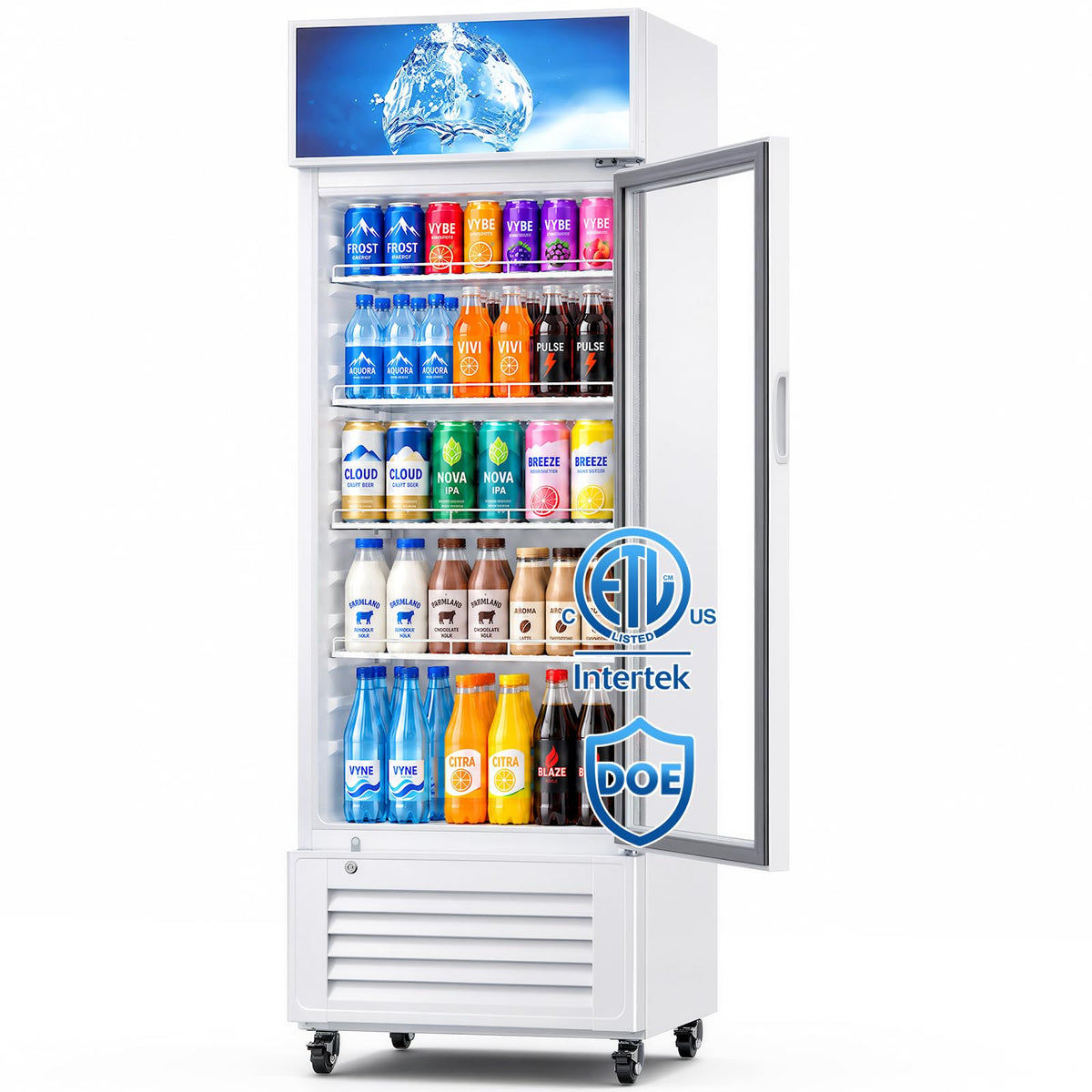 Commercial Refrigerators, 14.8 Cu.Ft Beverage Fridge with Glass Door