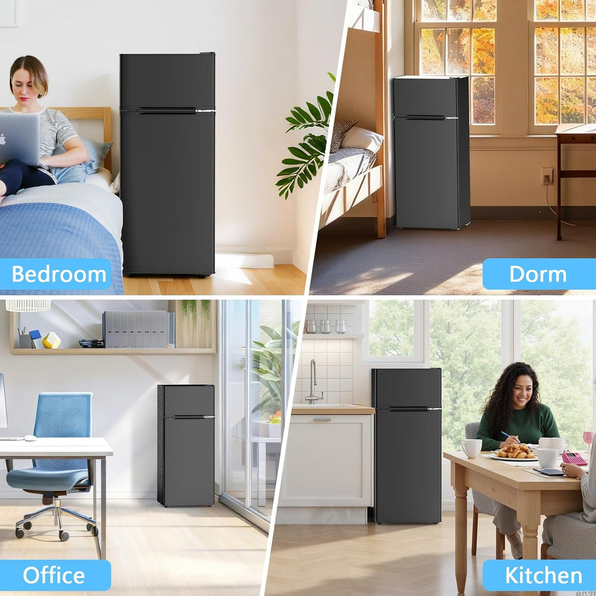 COWSAR 4.5 Cu.Ft Mini Fridge With Freezer for Bedroom Office, Black