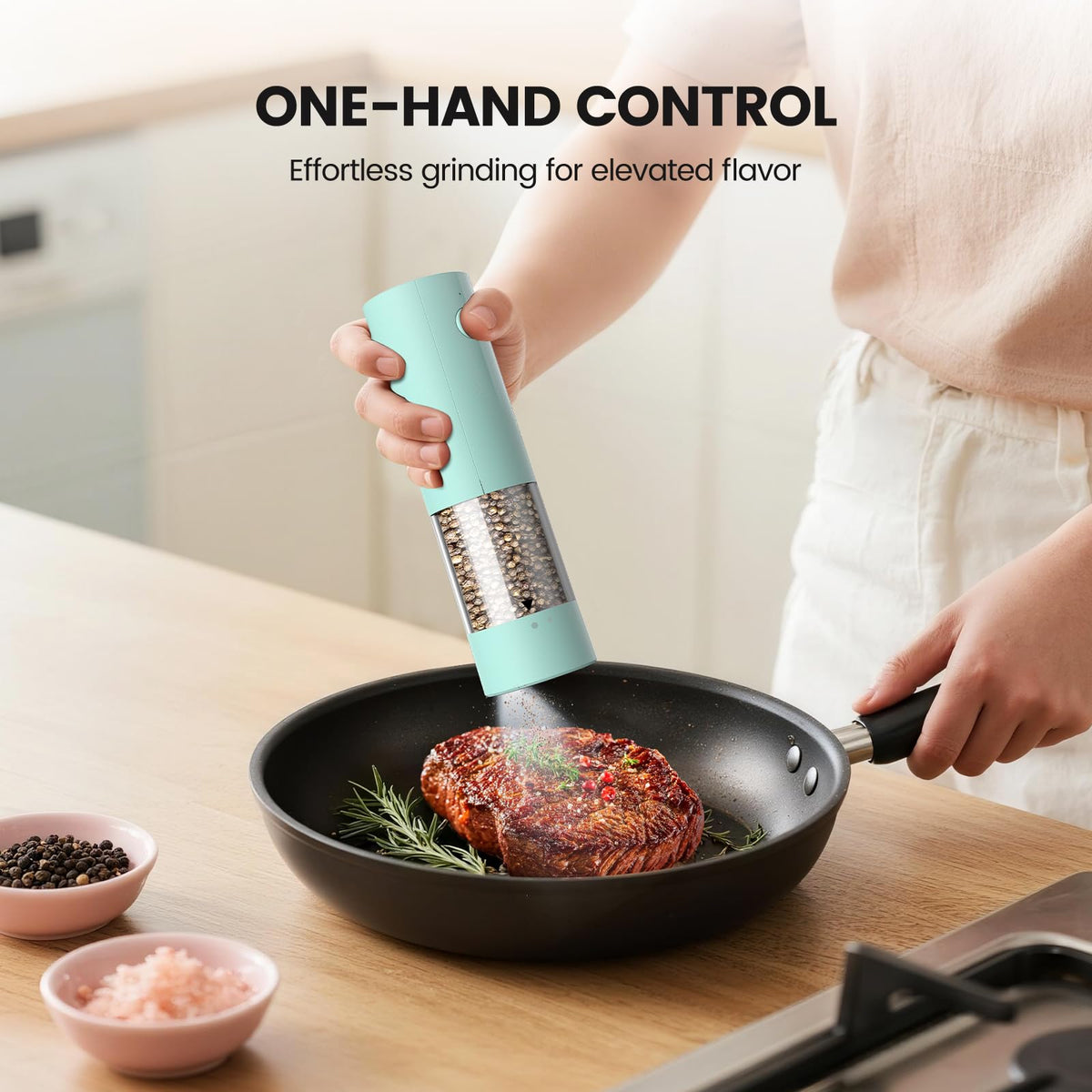 Electric Salt and Pepper Grinder Set - Rechargeable Automatic Salt and Pepper Shakers, Kitchen Appliances with External Adjustable Coarseness, Large Capacity, Housewarming Birthday Gifts for Women Men