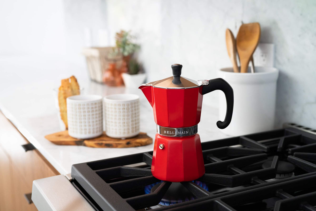 Bellemain Stovetop Espresso Maker, Italian Moka Pot, 6-Cup Silver