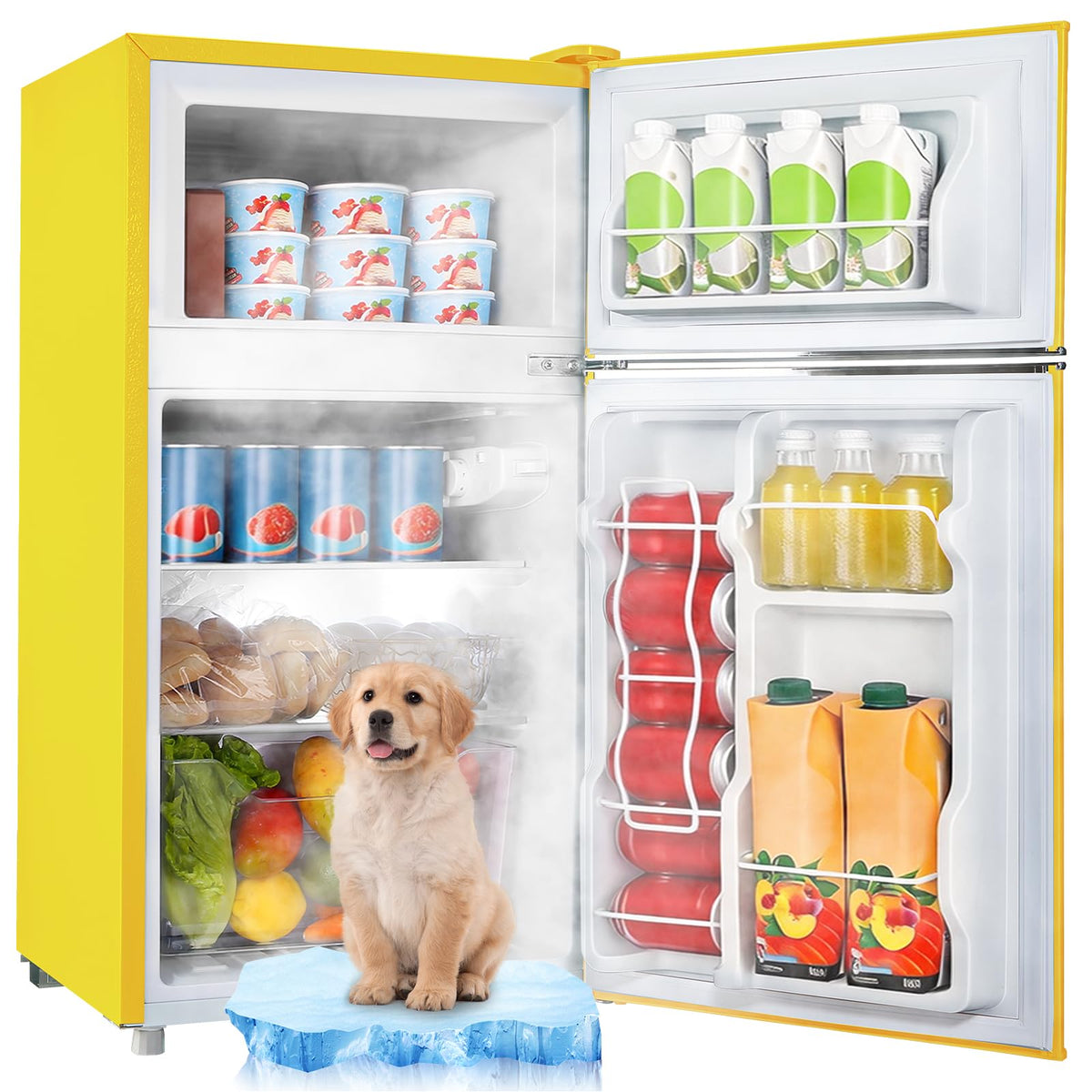 3.5 Cu.Ft Black Mini Fridge With Freezer Compact Refrigerator Dorm