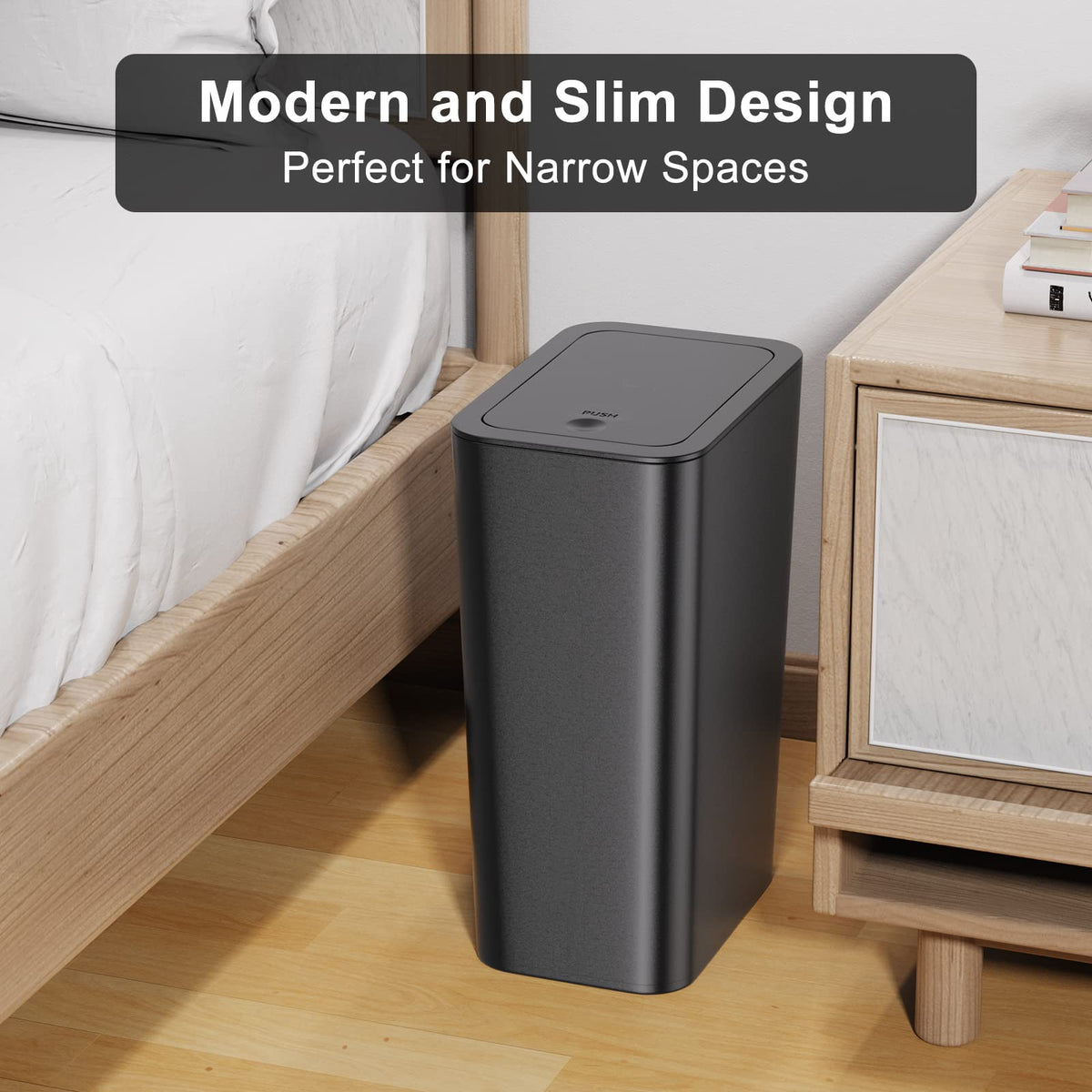 N. NETDOT 3 Pack 10L / 2.6 Gallon Small Trash Can with Lid, Bathroom Garbage Can with Pop-Up Lid, Waste Basket for Bathroom, Kitchen, Bedroom, Powder Room, Craft Room, Office, College (Off White)
