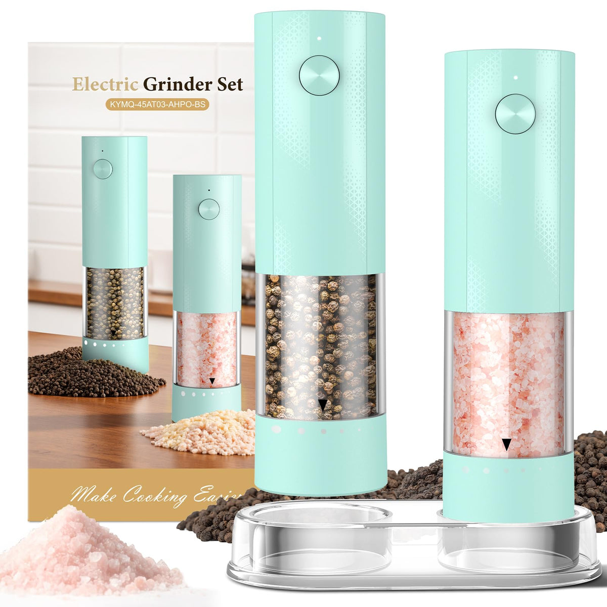 Electric Salt and Pepper Grinder Set - Rechargeable Automatic Salt and Pepper Shakers, Kitchen Appliances with External Adjustable Coarseness, Large Capacity, Housewarming Birthday Gifts for Women Men