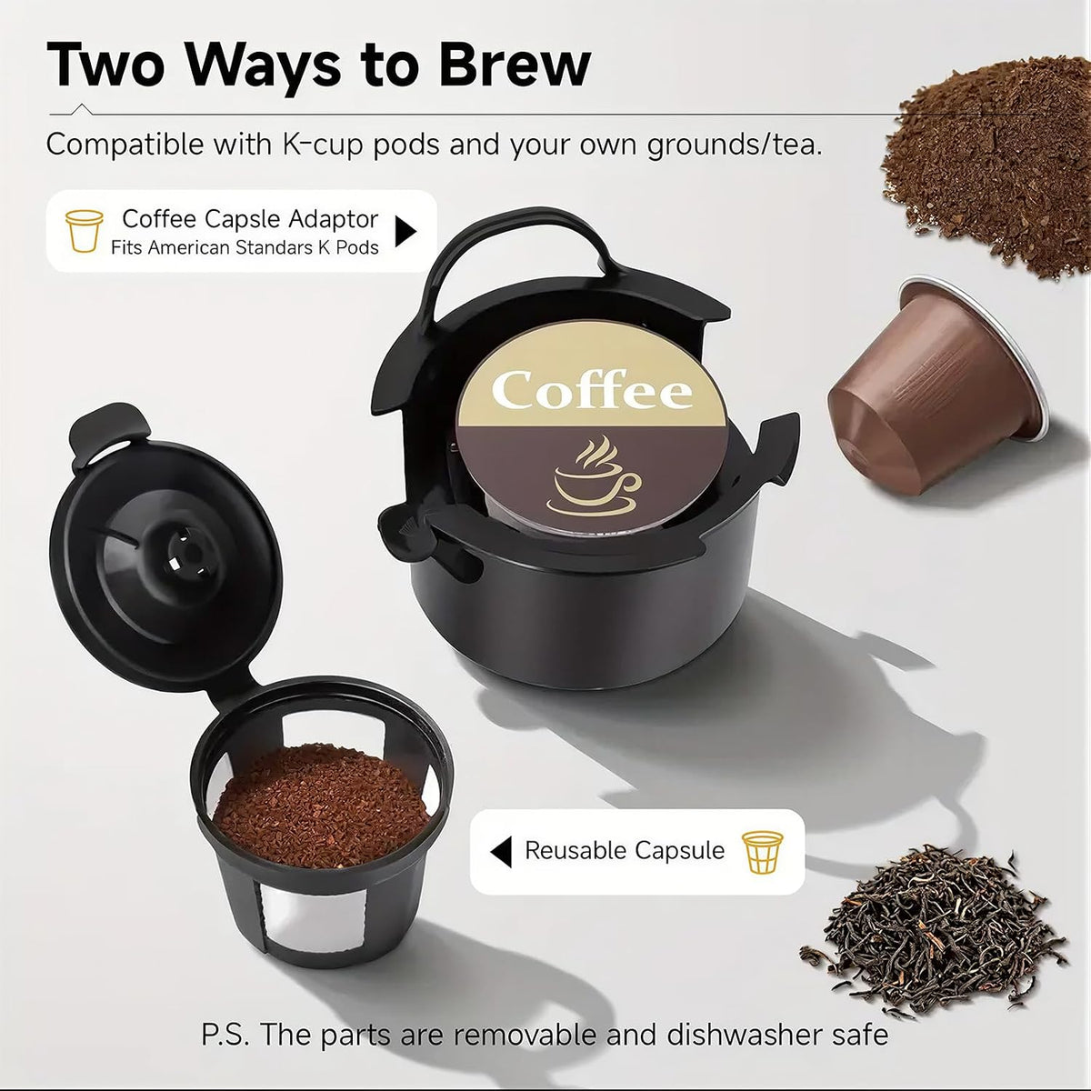Single Serve Coffee Maker, Small K Pod&Ground Coffee Machine