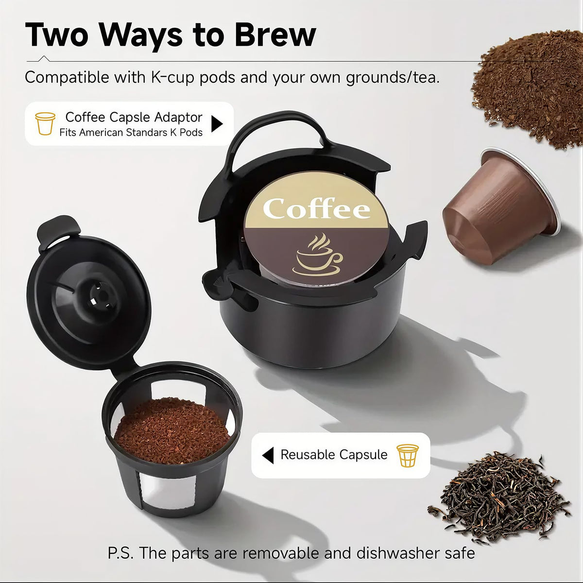 Single Serve Coffee Maker, Small K Pod&Ground Coffee Machine
