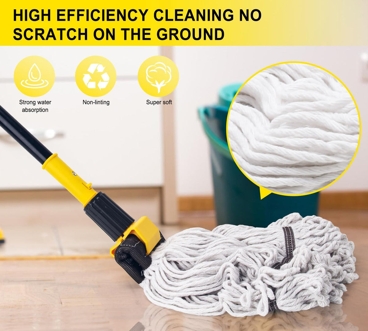 KeFanta Commercial Mop Heavy Duty Industrial Mop,60" String Wet Cotton Mops