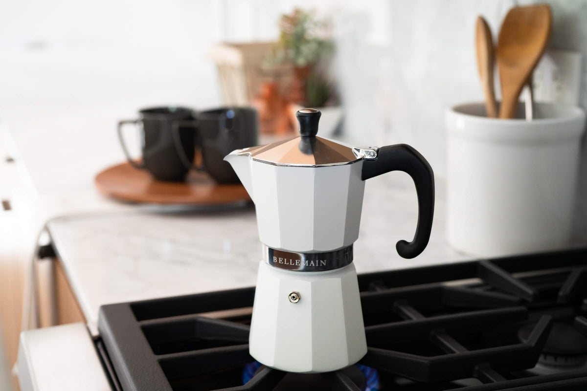 Bellemain Stovetop Espresso Maker, Italian Moka Pot, 6-Cup Silver