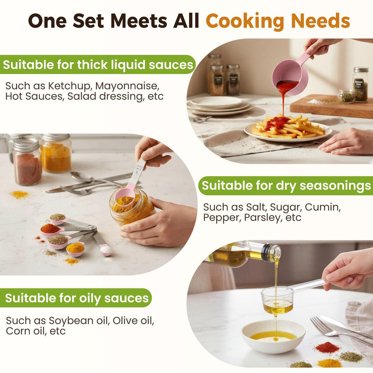 16PCS Measuring Cups and Spoons Set, Measuring Spoon Set with Metric and US Measurements, Fits for Measuring Dry and Liquid - Black