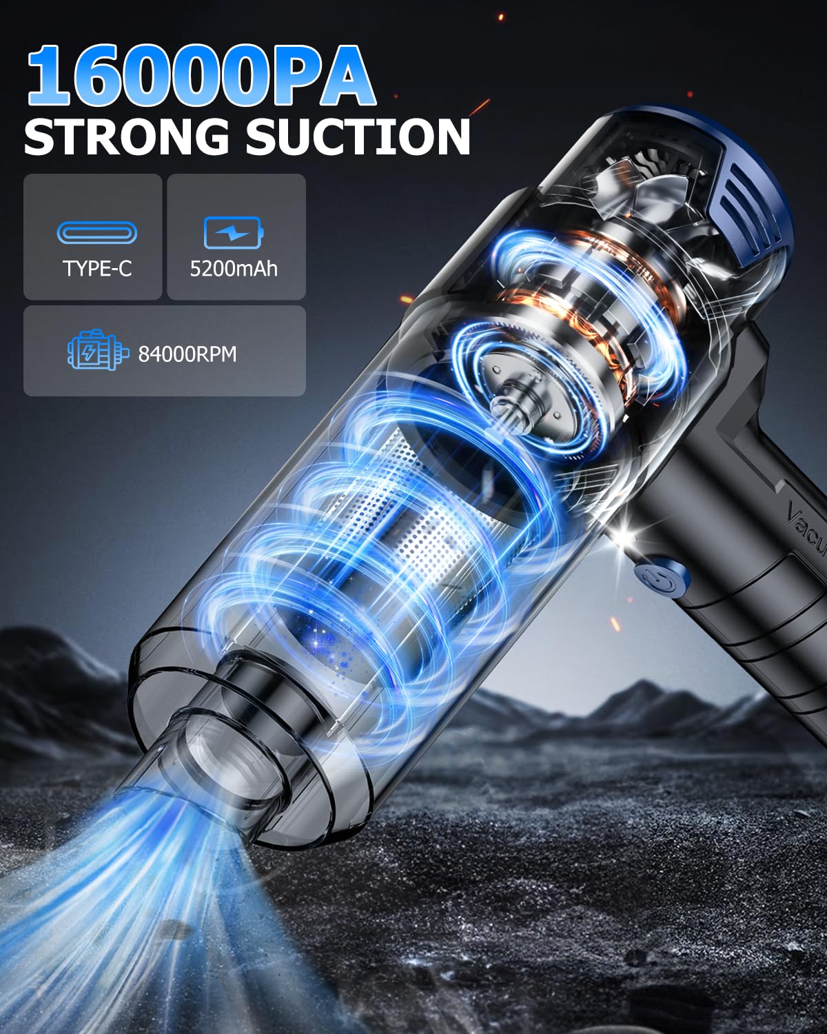 AHNR 20000PA Handheld Car Vacuum Portable Cordless with Brushless Motor