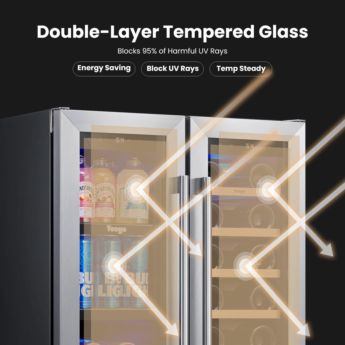 Yeego 24 Inch Dual Zone Wine Fridge with 52 Bottle