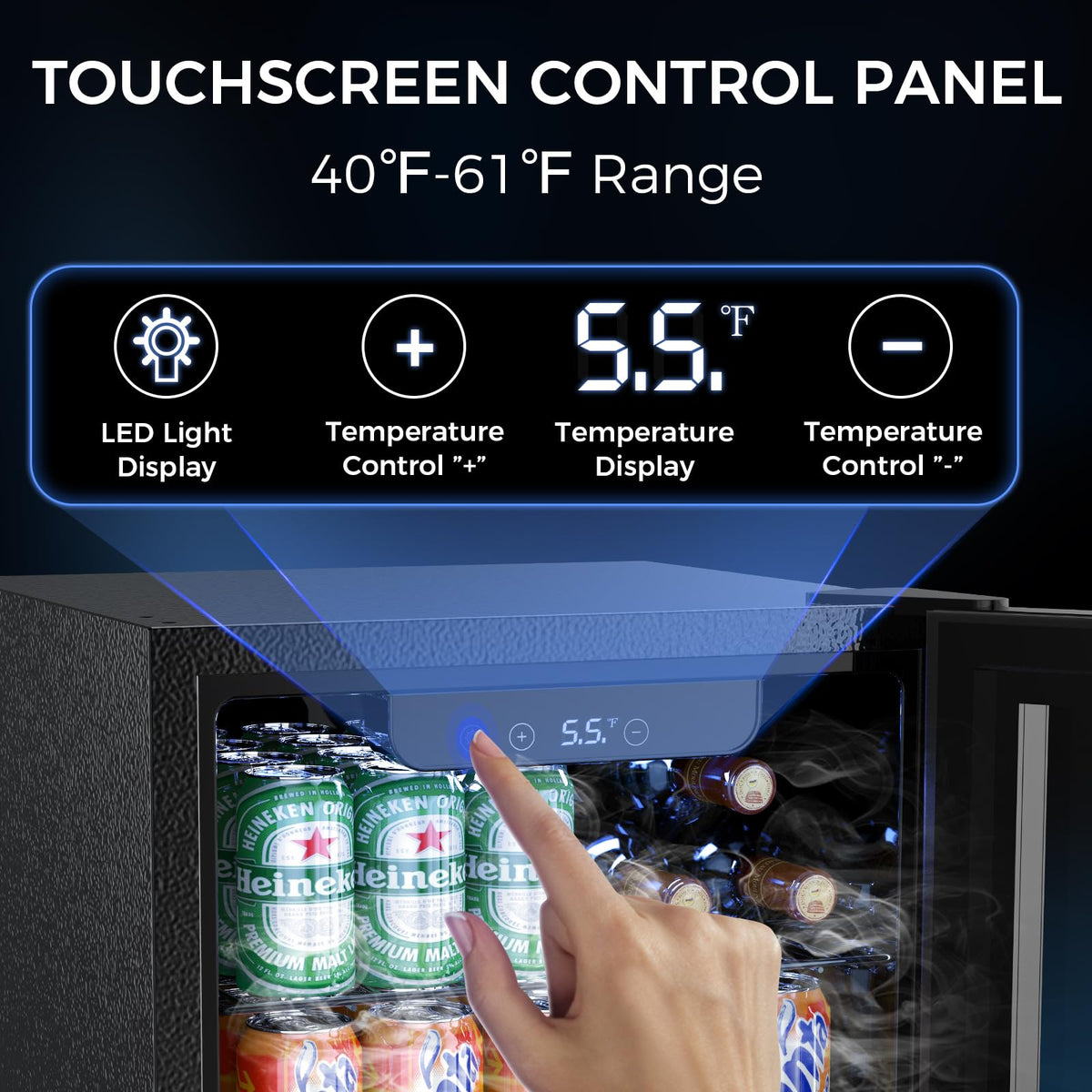 Electactic Mini Fridge 130 Can Beverage Refrigerator Cooler, 3.2 Cu.Ft Drink Fridge forSoda Wine Beer, Digital Temperature Control Cooler for Home, Dorm, Bar