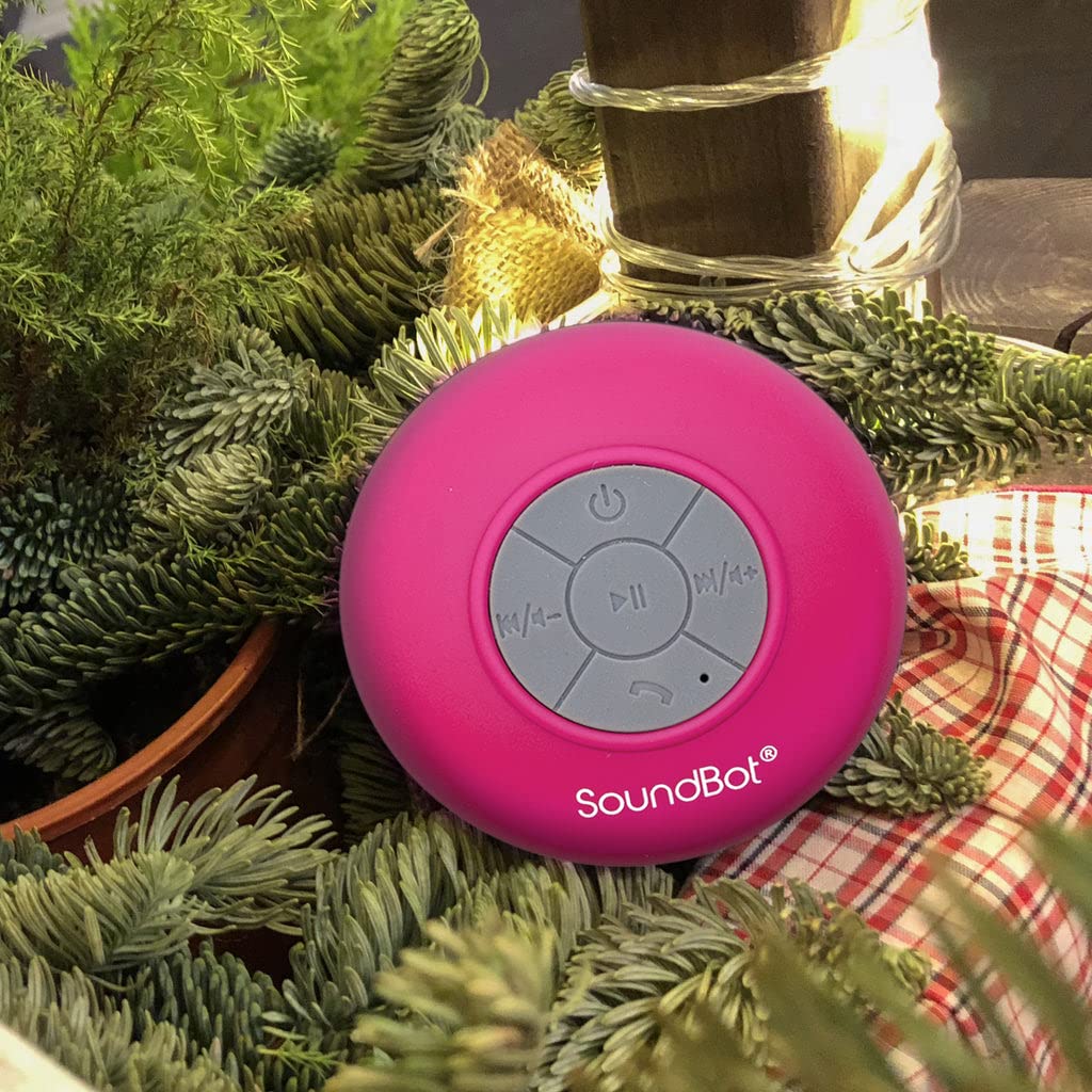Soundbot® Waterproof Shower Speaker HD Water Resistant Bluetooth Handsfree Portable with Loud Clear Sounds 6+hrs of Playtime, Wireless Suction Cup Small Durable for Outdoors Travel Home SB510 (Black)