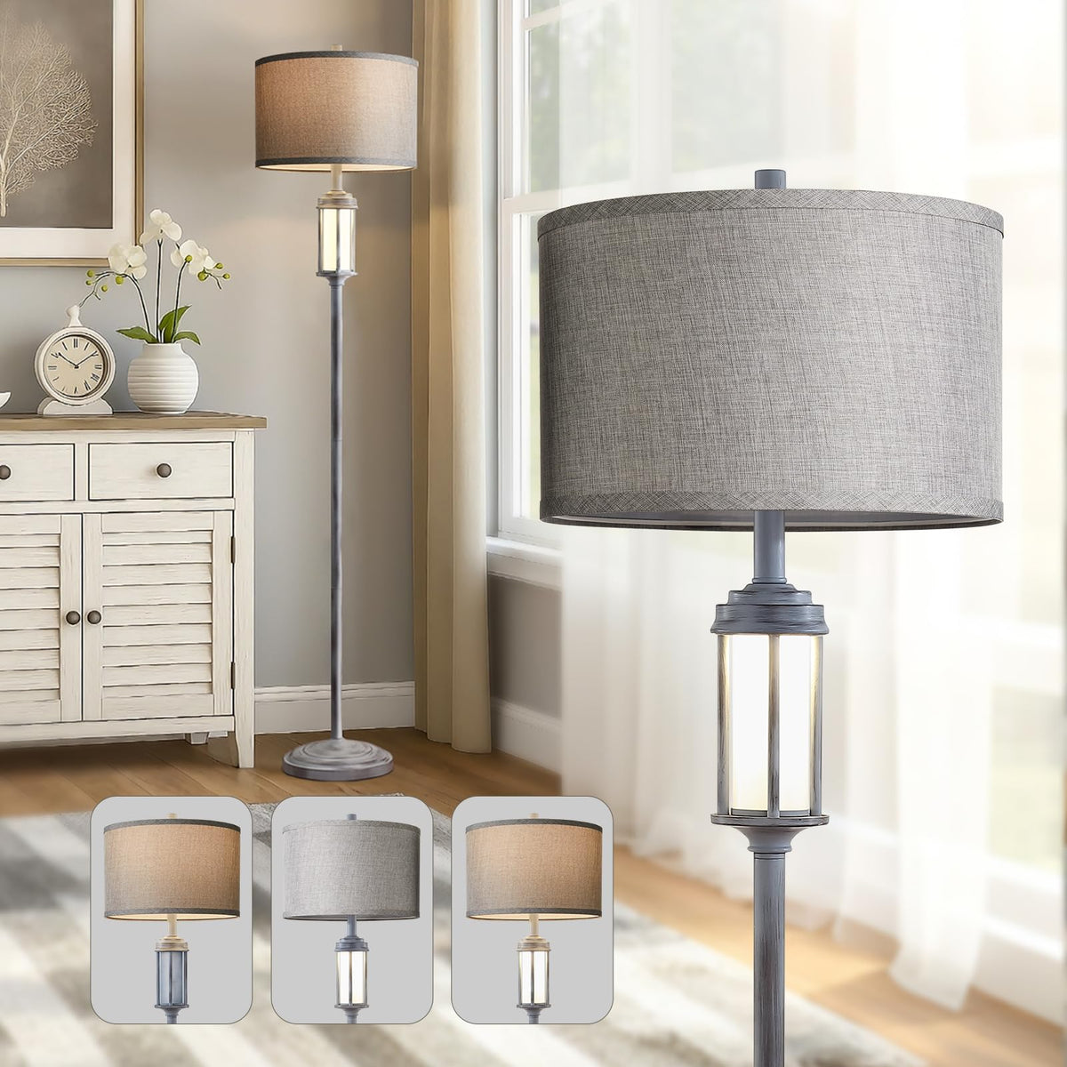 AIEAMPDO 65'' Farmhouse Floor Lamp for Living Room with 2 Light Sources