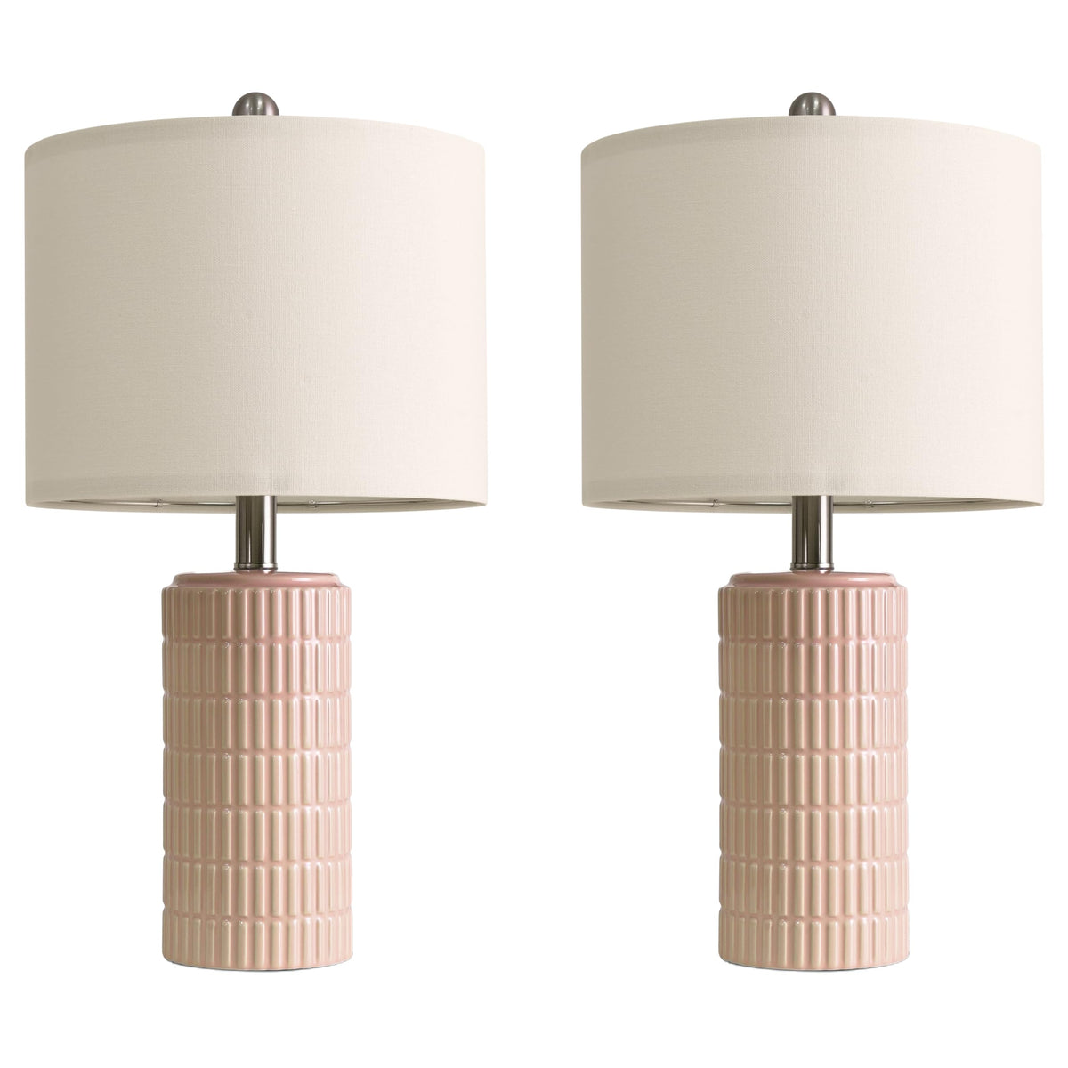 PoKat 20.75" Small Modern Ceramic Table Lamps Set of 2 for Bedroom, White