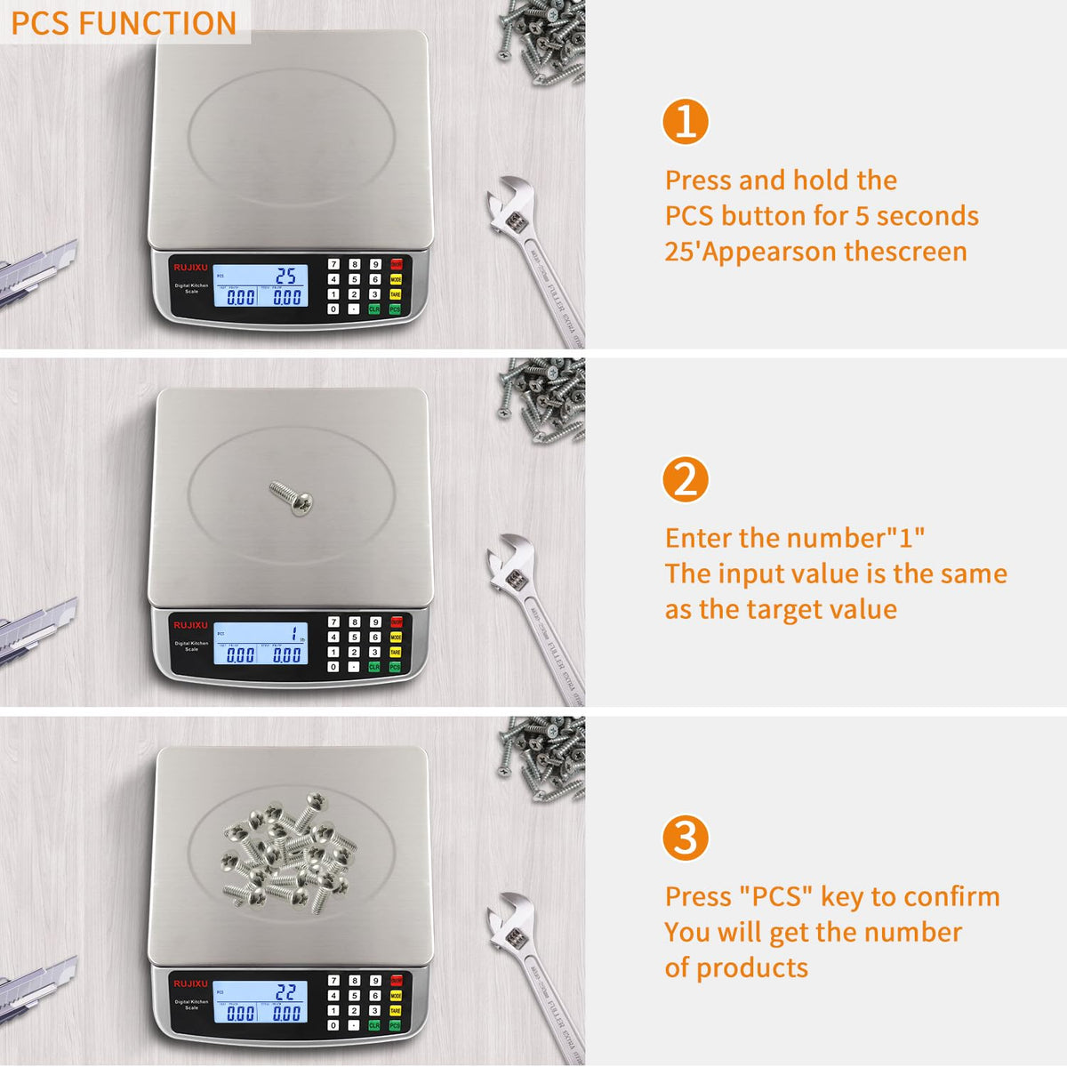 Large Digital Kitchen Scale 30KG Commercial Food Scale 66LB for Baking Bread Meat Stainless Steel Price Computing Scale LCD Display,Prep Counting Scale for Parts and Coins Adapter Included