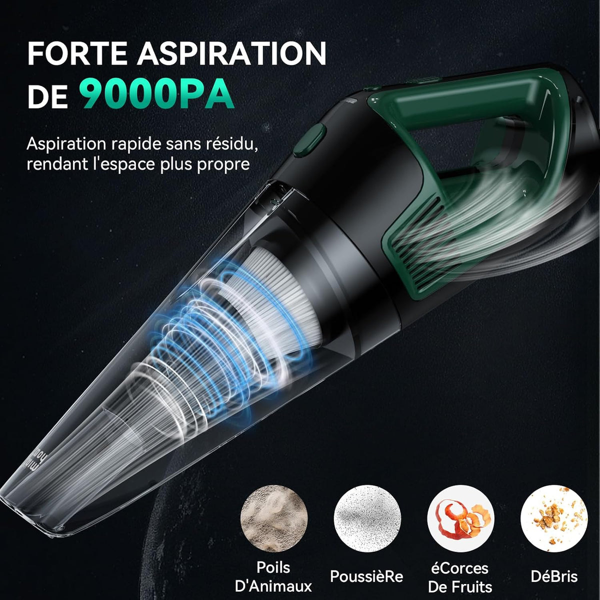 Minthouz Cordless Handheld Vacuum, 9700Pa Suction, LED Light, Charging Base