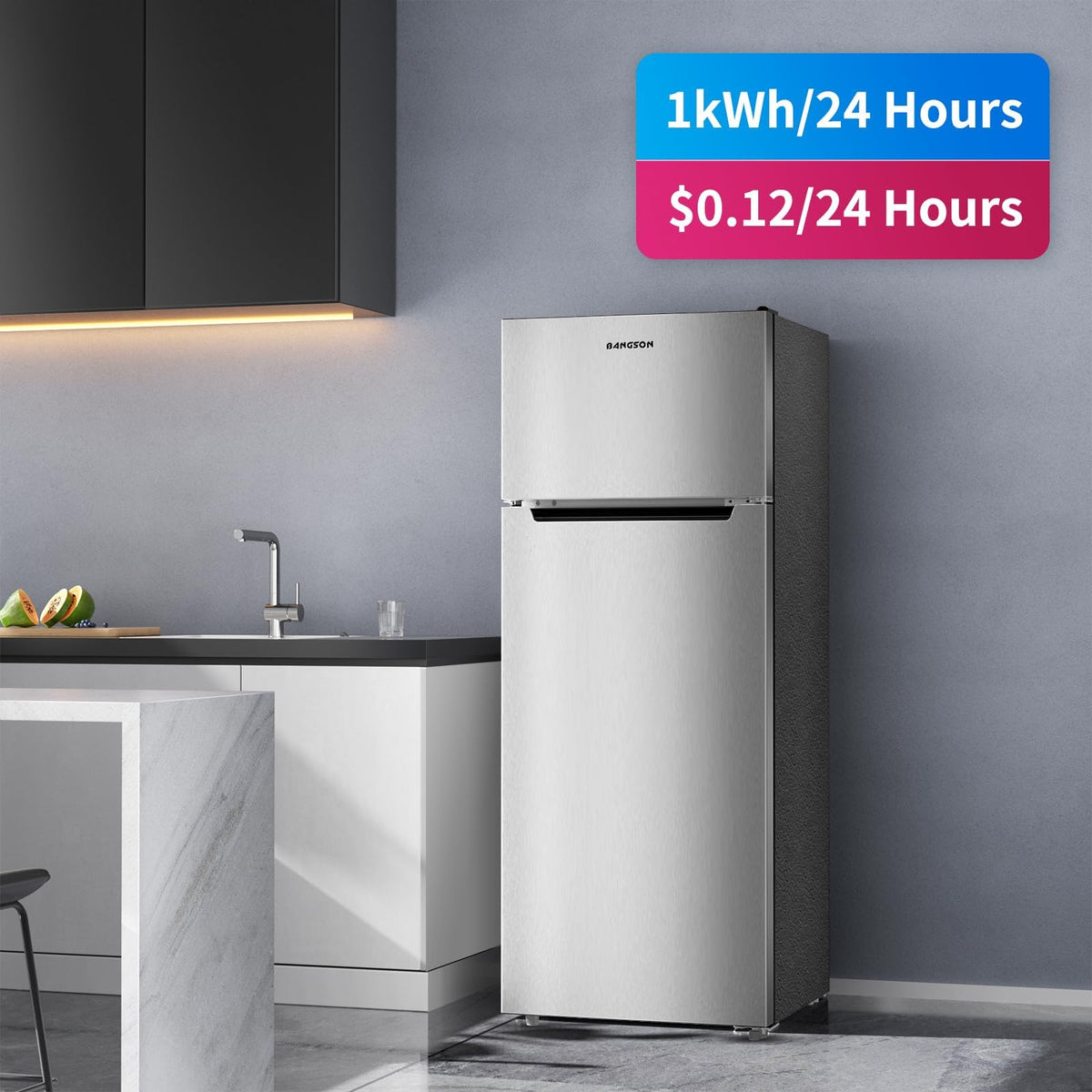 7.7 Cu.Ft Refrigerator with Top Freezer Apartment Size Black