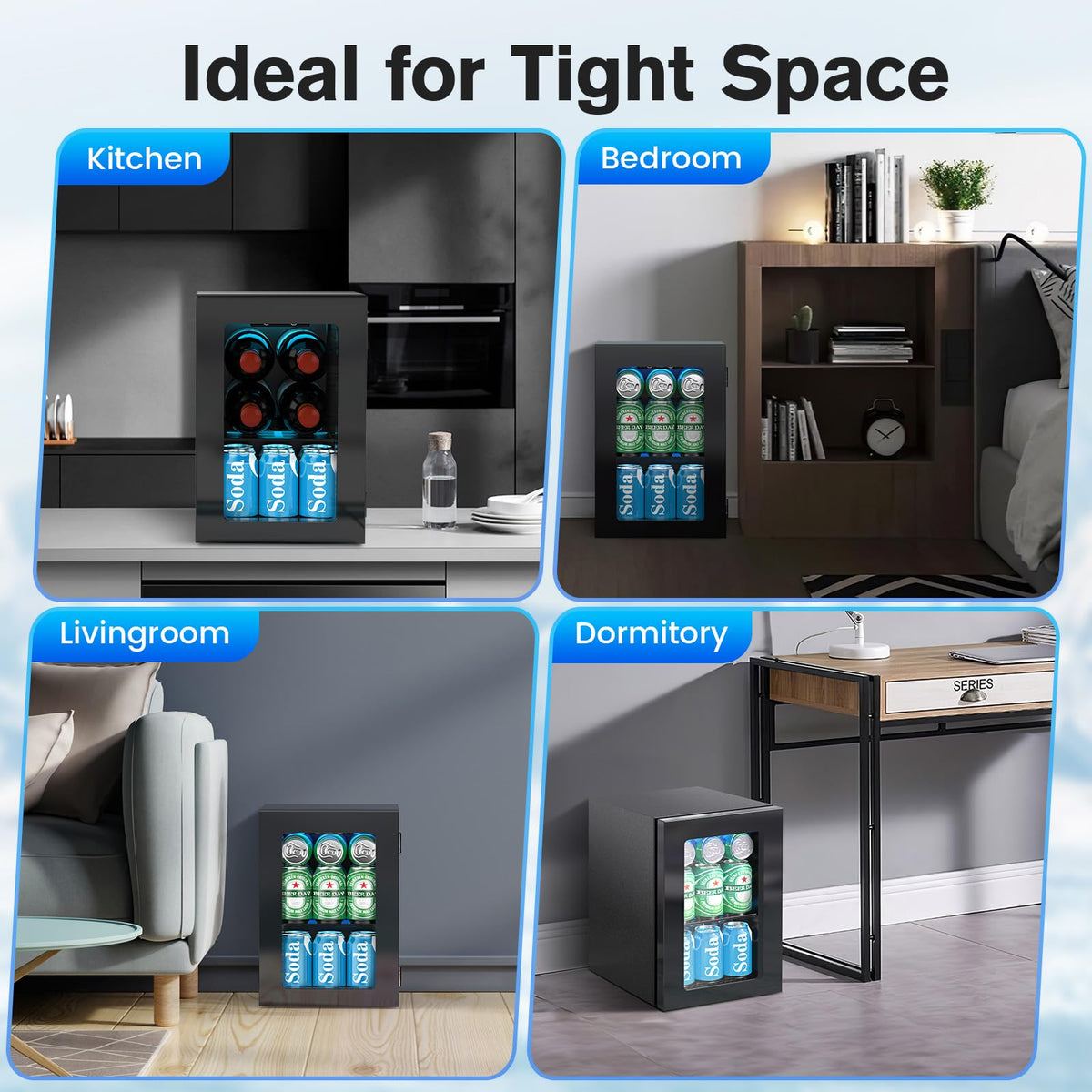Electactic Mini Fridge 130 Can Beverage Refrigerator Cooler, 3.2 Cu.Ft Drink Fridge forSoda Wine Beer, Digital Temperature Control Cooler for Home, Dorm, Bar