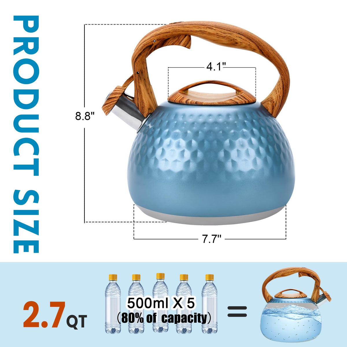 GGC Whistling Tea Kettle for Stove Top, 3.2QT/3L Stainless Steel Tea Kettle
