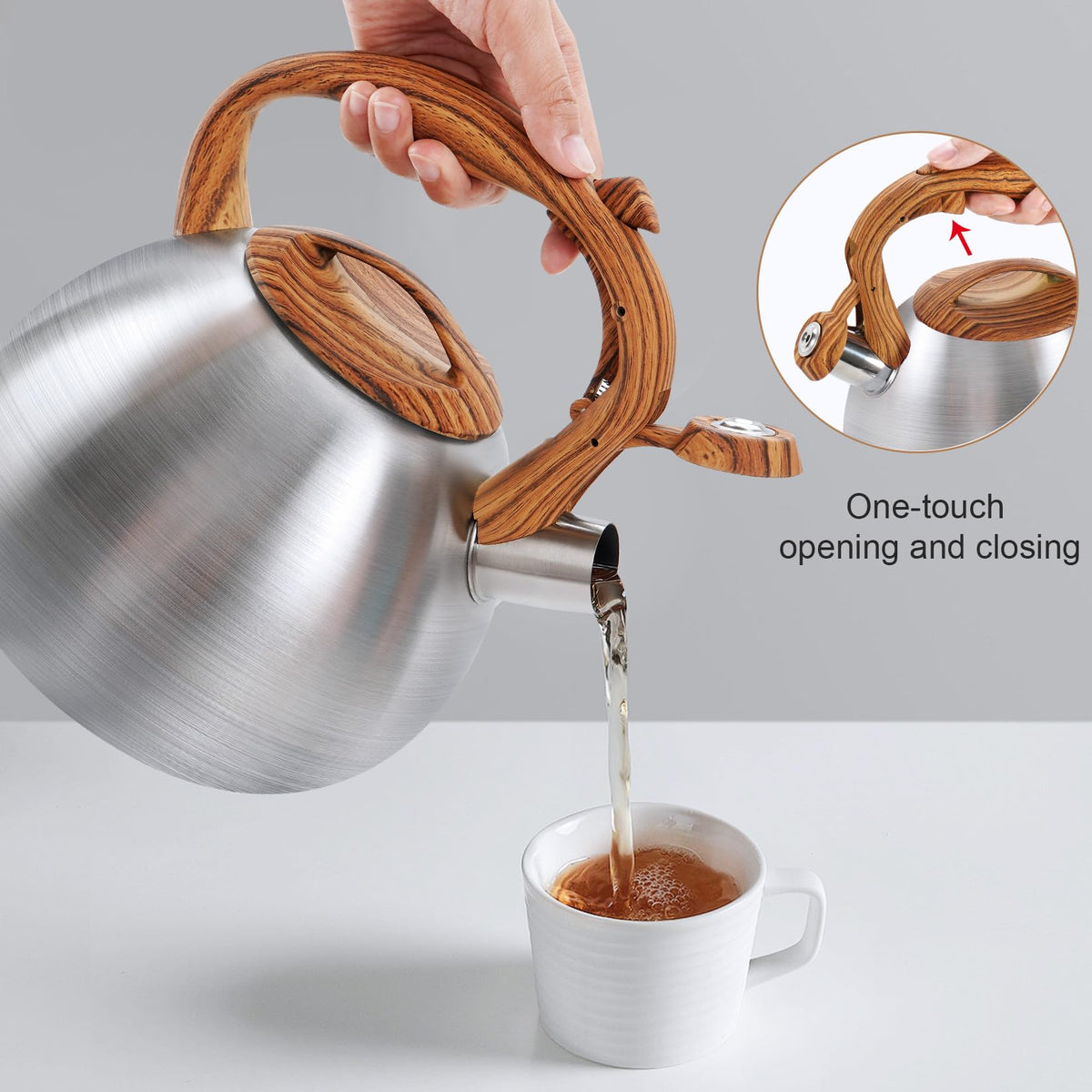 GGC Whistling Tea Kettle for Stove Top, 3.2QT/3L Stainless Steel Tea Kettle