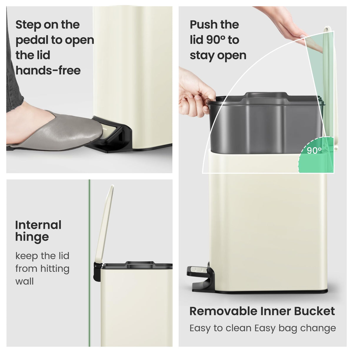 Cesun Small Bathroom Trash Can with Lid, 1.6 Gal, Soft Close, Matte Black