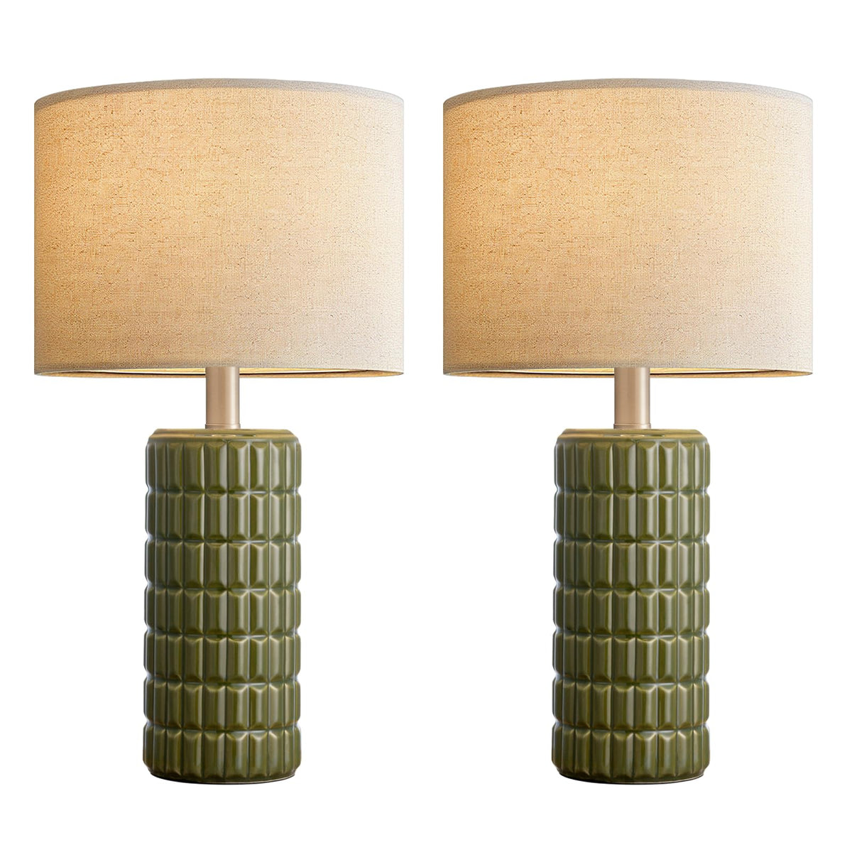 Seealle 23" Modern Ceramic Table Lamps Set of 2, Lamps for Bedroom, White