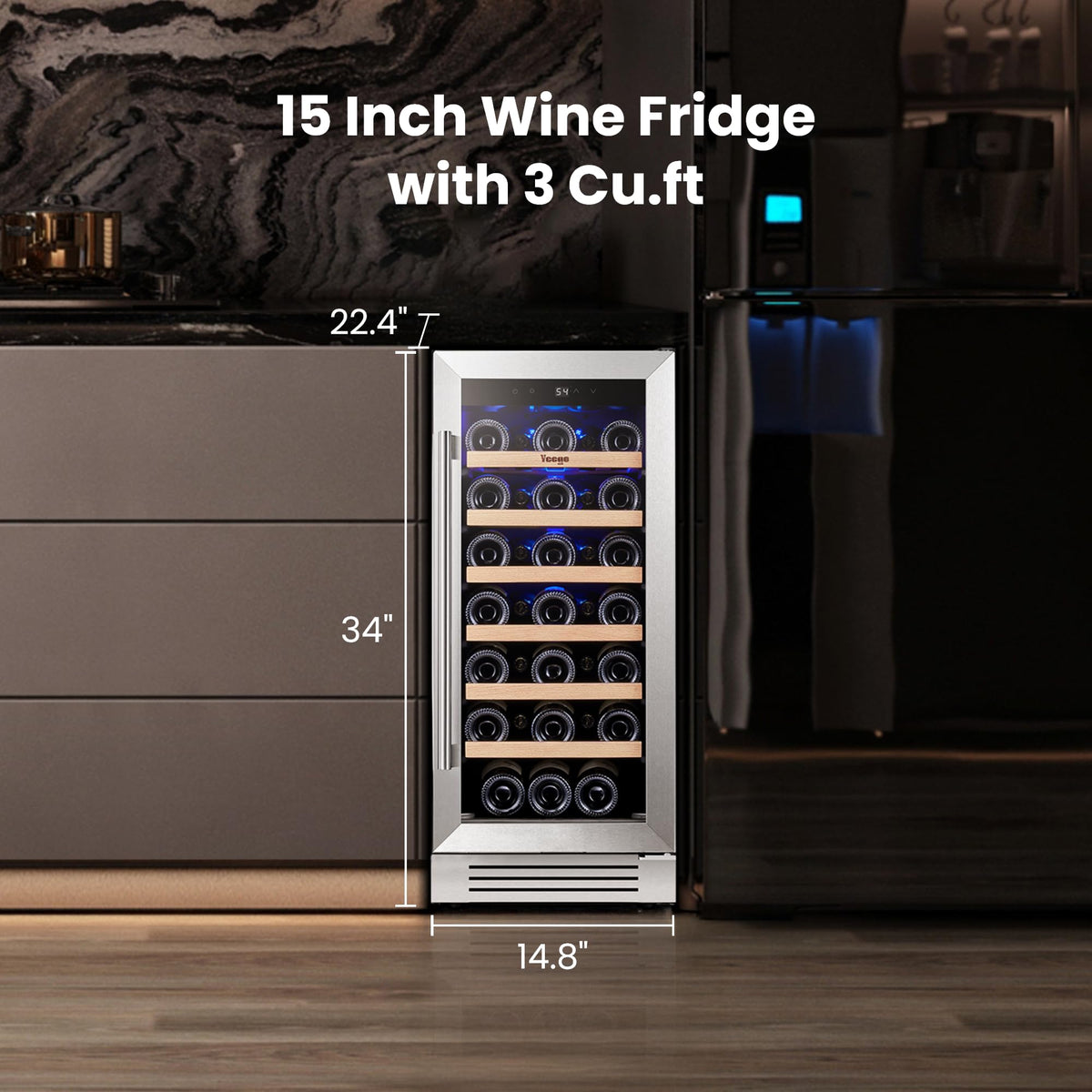 Yeego 24 Inch Dual Zone Wine Fridge with 52 Bottle