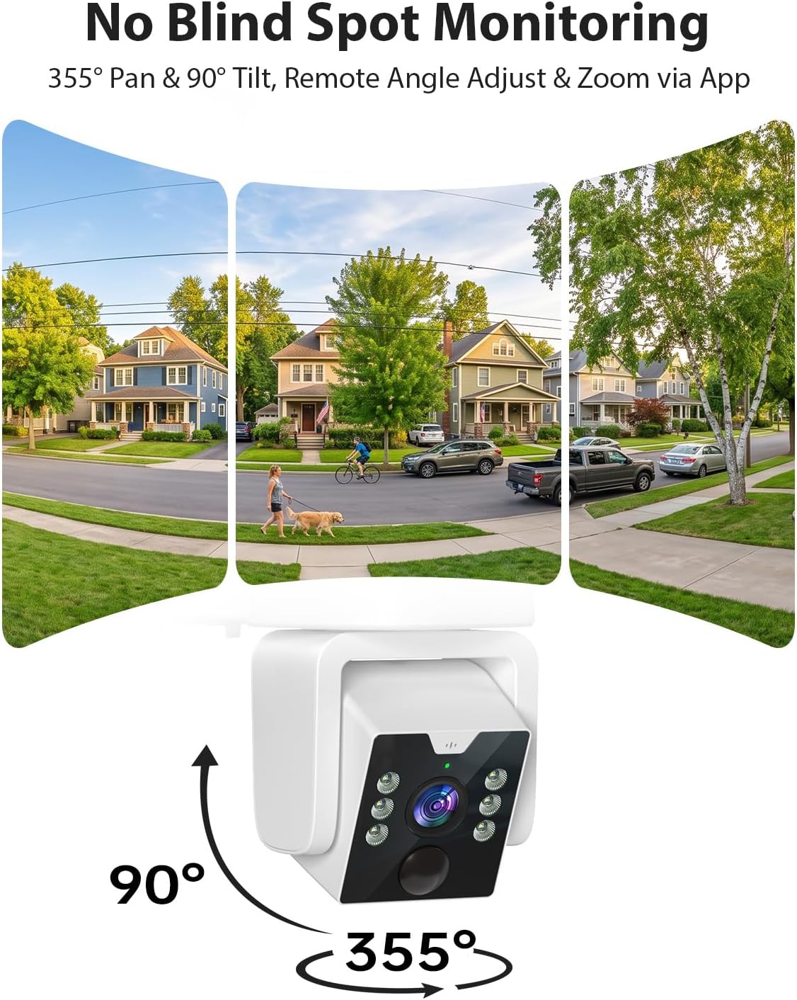 No Monthly Fee Solar Security Cameras Wireless Outdoor, home security systems,500GB HDD nvr security camera system No Subscription, 2.4G & 5G WiFi,2-Way Audio, 4MP, Color Night Vision, 360° View