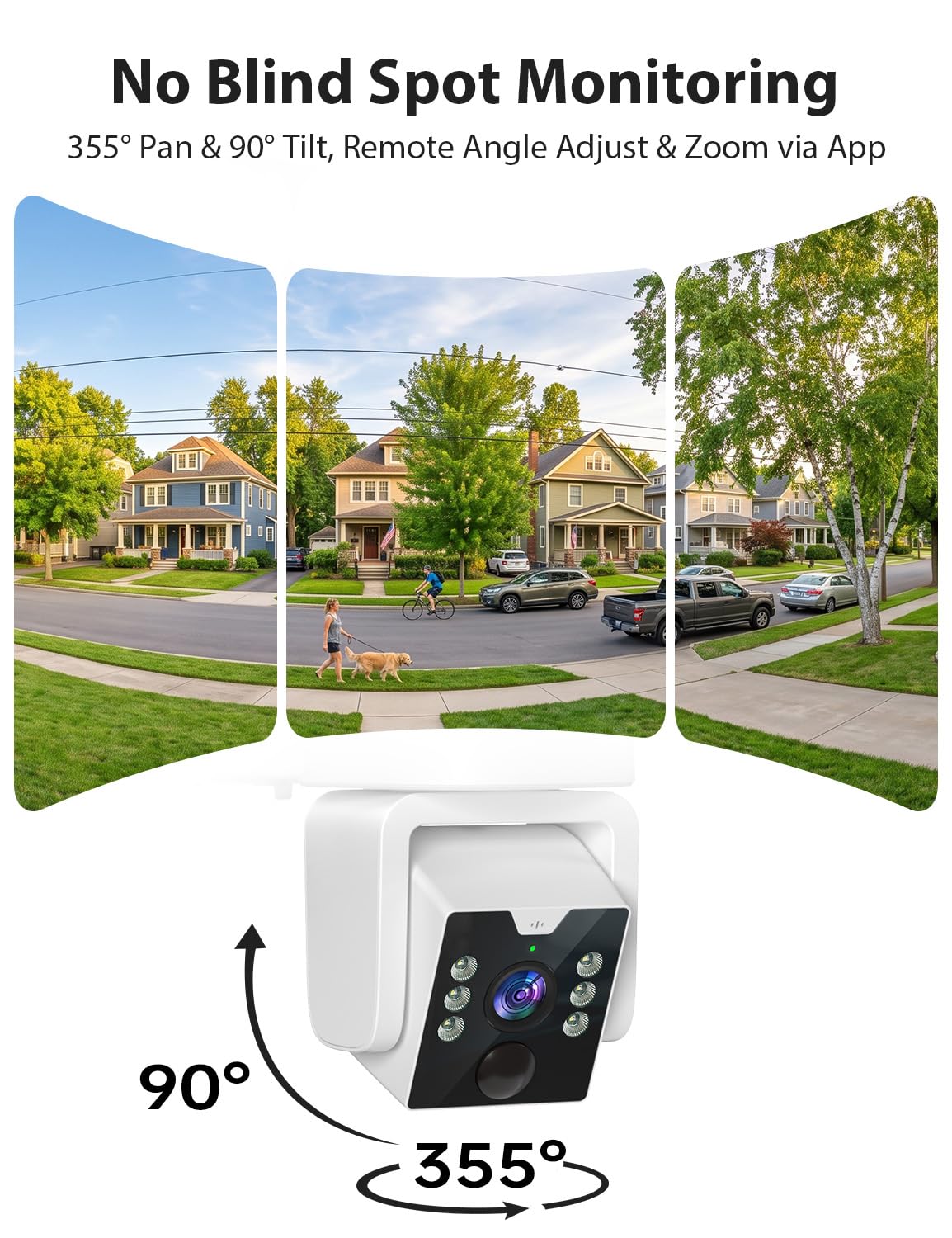 No Monthly Fee Solar Security Cameras Wireless Outdoor, home security systems,500GB HDD nvr security camera system No Subscription, 2.4G & 5G WiFi,2-Way Audio, 4MP, Color Night Vision, 360° View