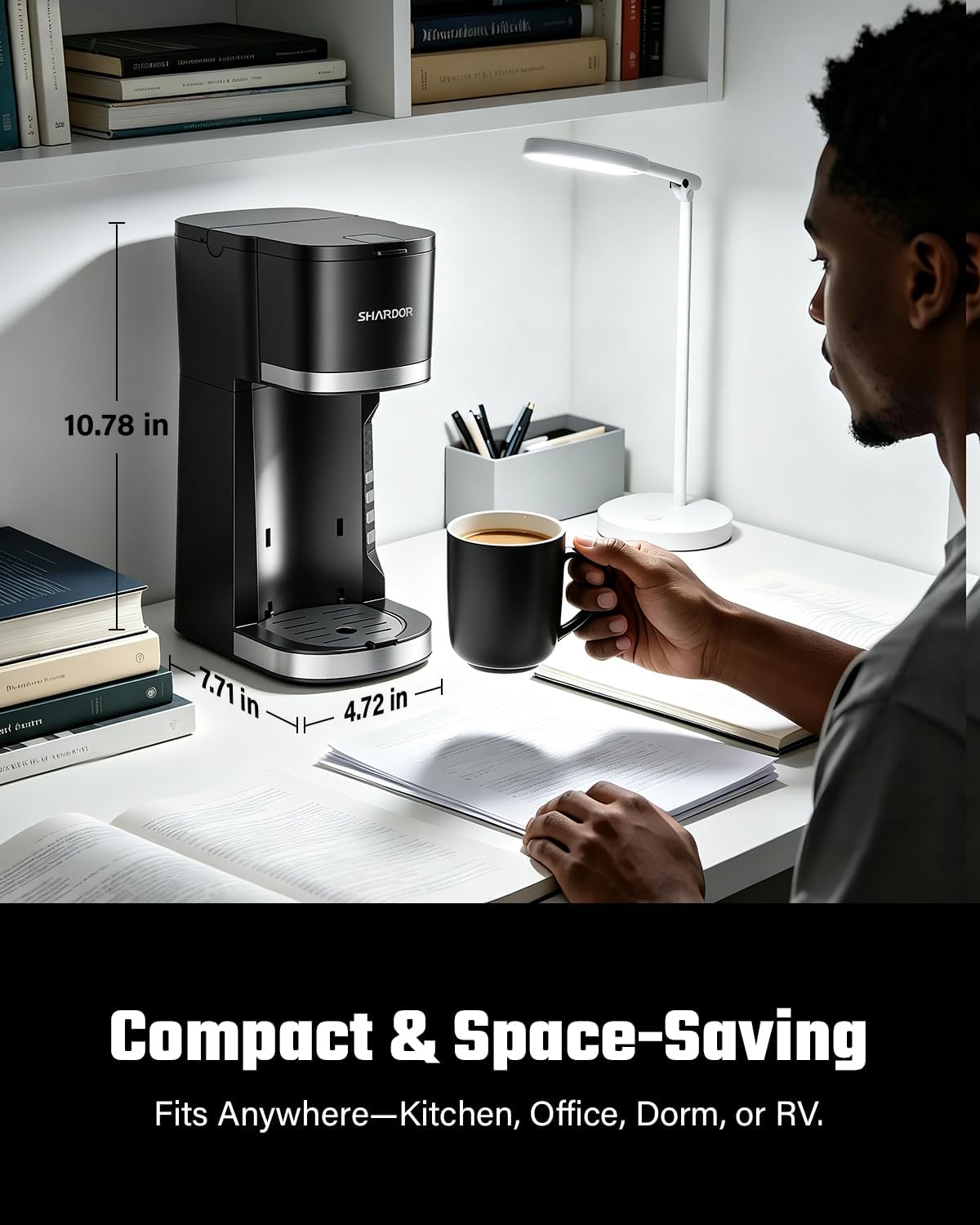 SHARDOR Mini Single Serve Coffee Maker for K-Cup Pods & Grounds, Hot & Iced